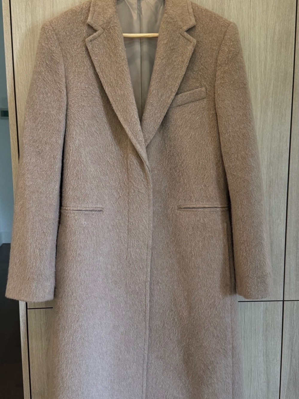 HELMUT LANG Wool Blend Long Coat in Camel Size 0